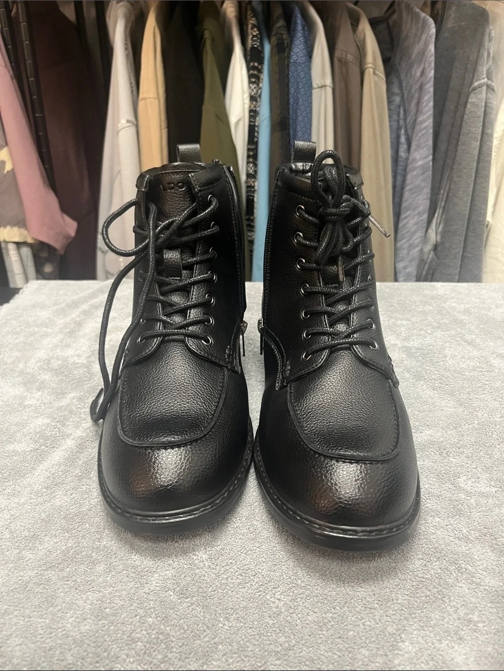 Aldo Black Leather Lace-Up Ankle Boots